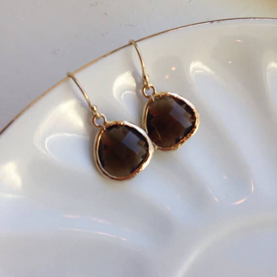 Smoky Brown Earrings, Fall Earrings, Fall Jewelry