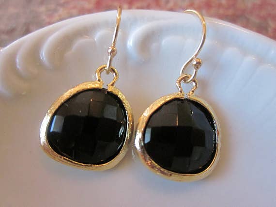 Black and Gold Earrings, Black and Gold Jewelry, Gameday