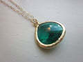 Emerald Green Necklace Gold Plated: 16.5''