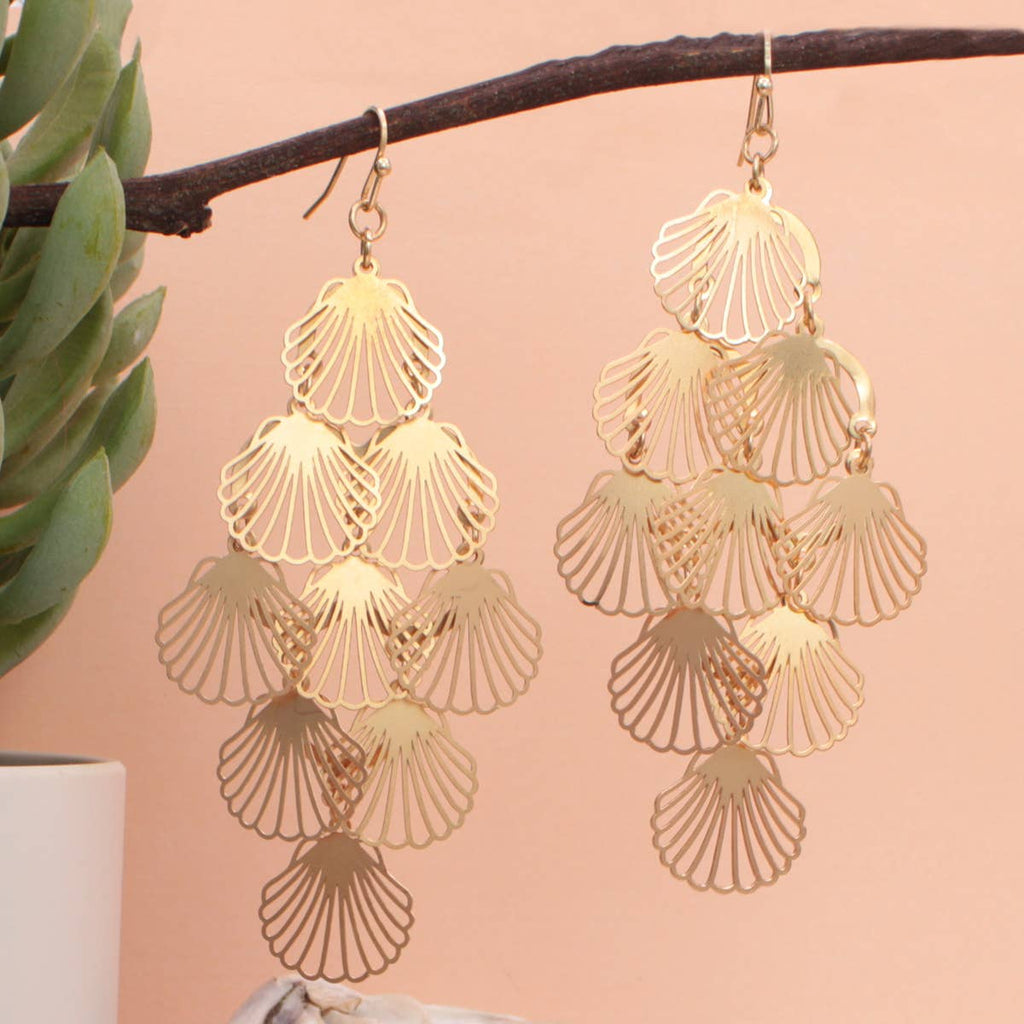 Outline Gold Shell Cascade Earrings