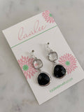 Silver Crystal Clear Black Earrings, Bridal Party, Wedding