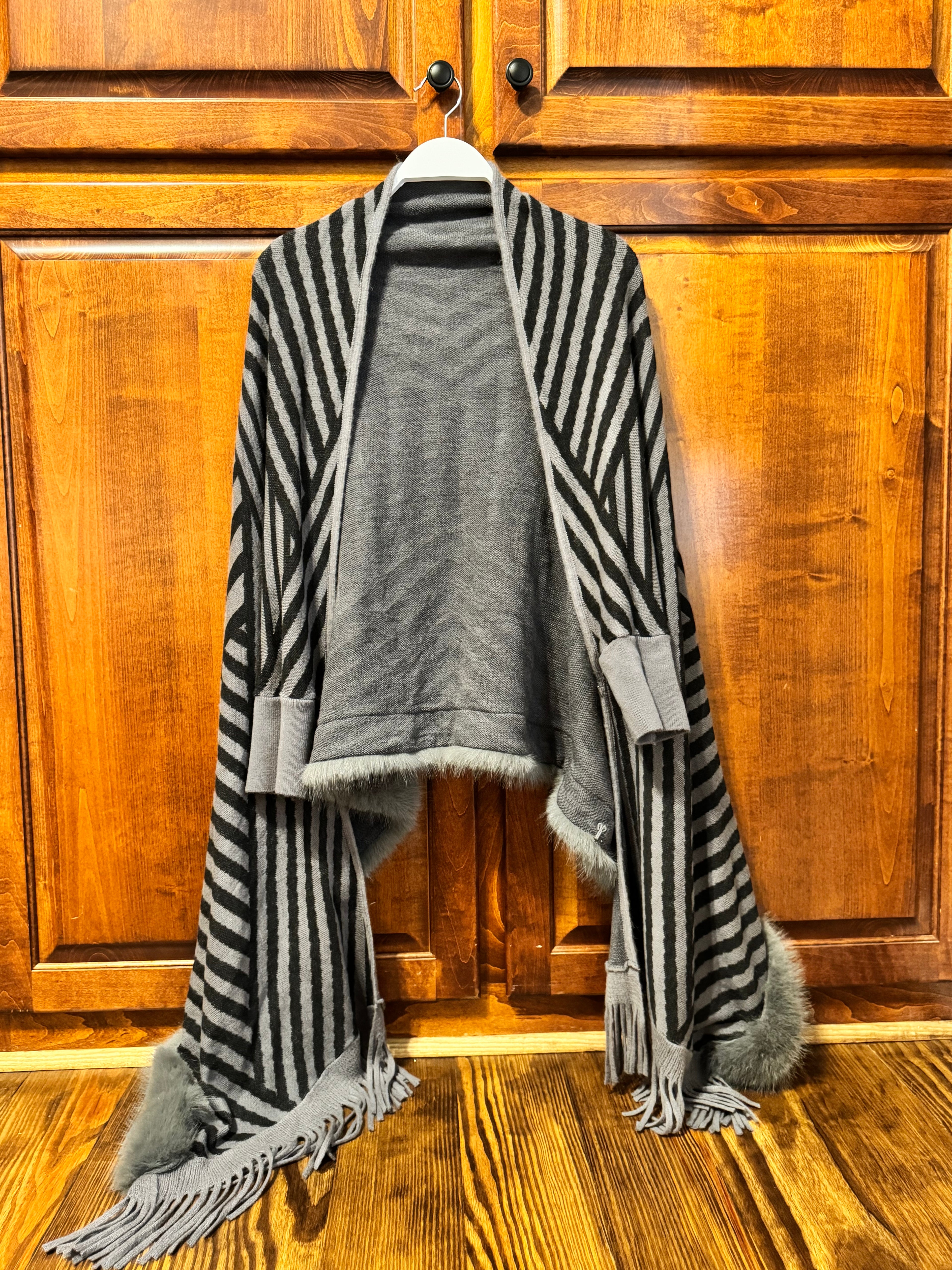 Gray and Black Striped Shawl