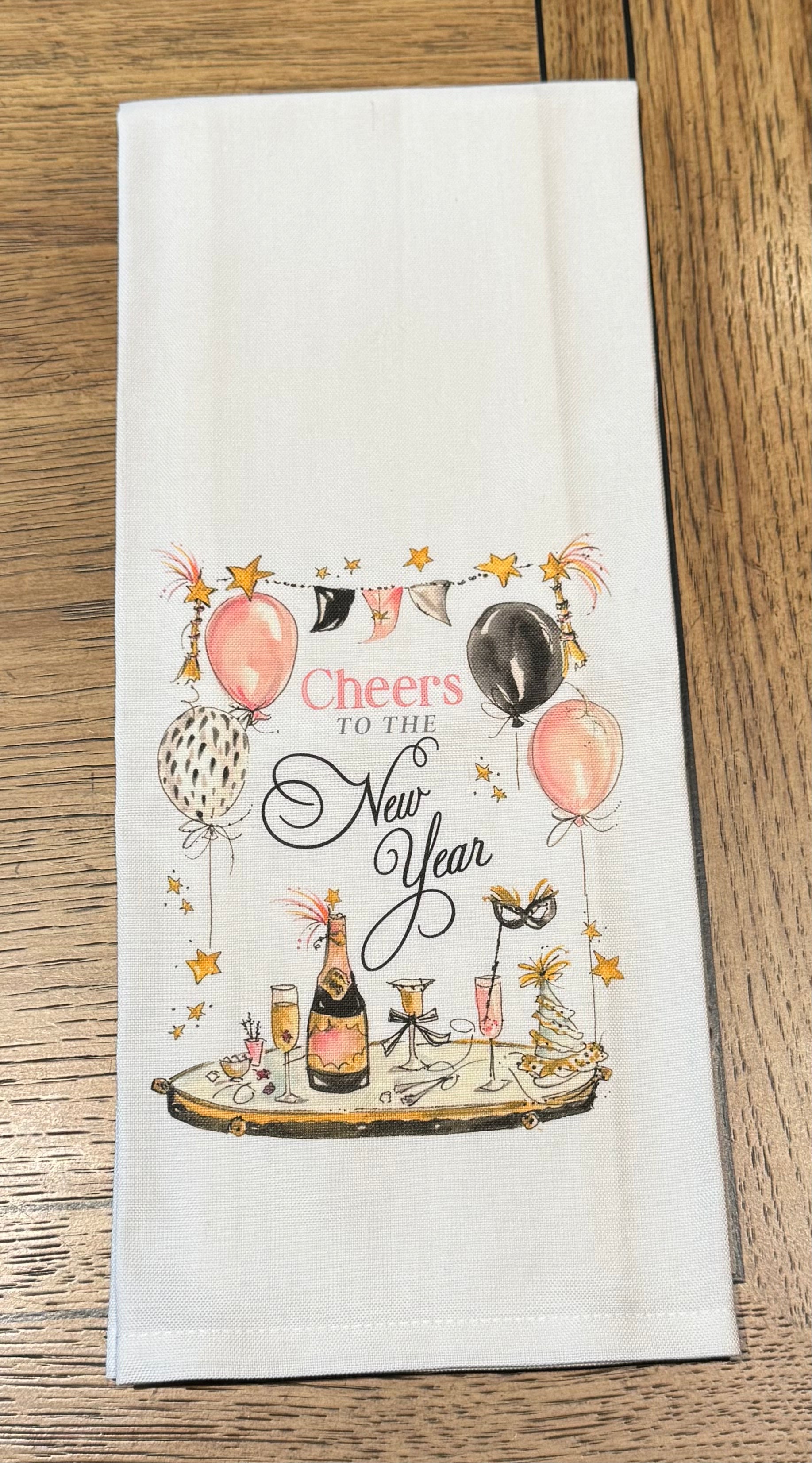 "Cheers to the New Year" Tray Kitchen Towel