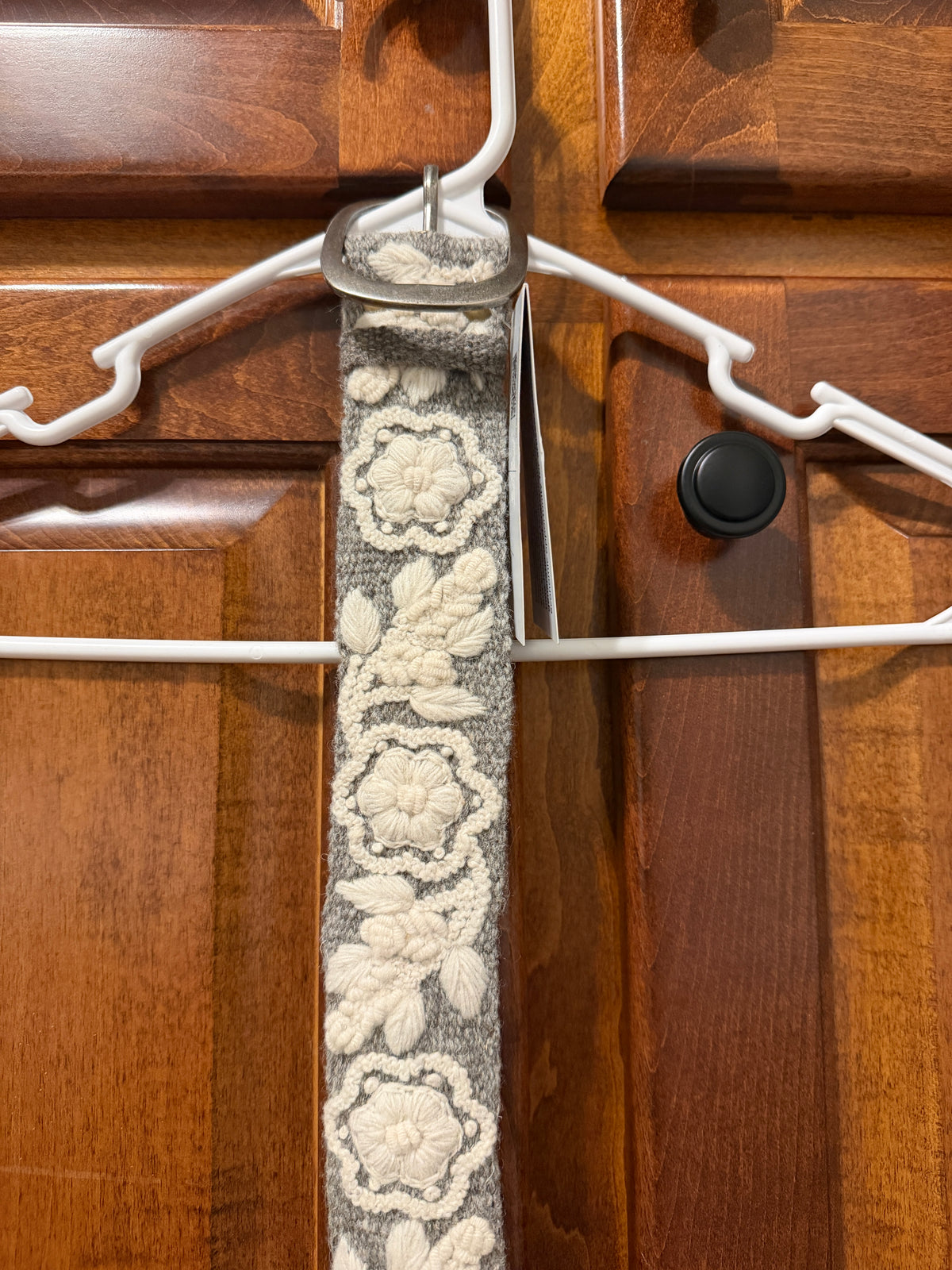 Heather Grey/Cream Embroidered Belt