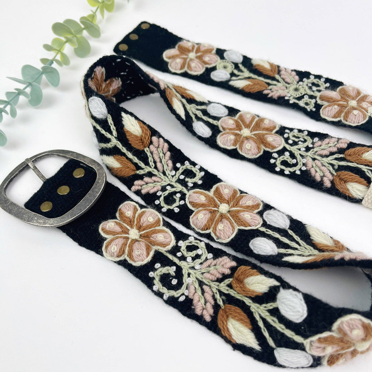 Cappuccino Wide Embroidered Belt